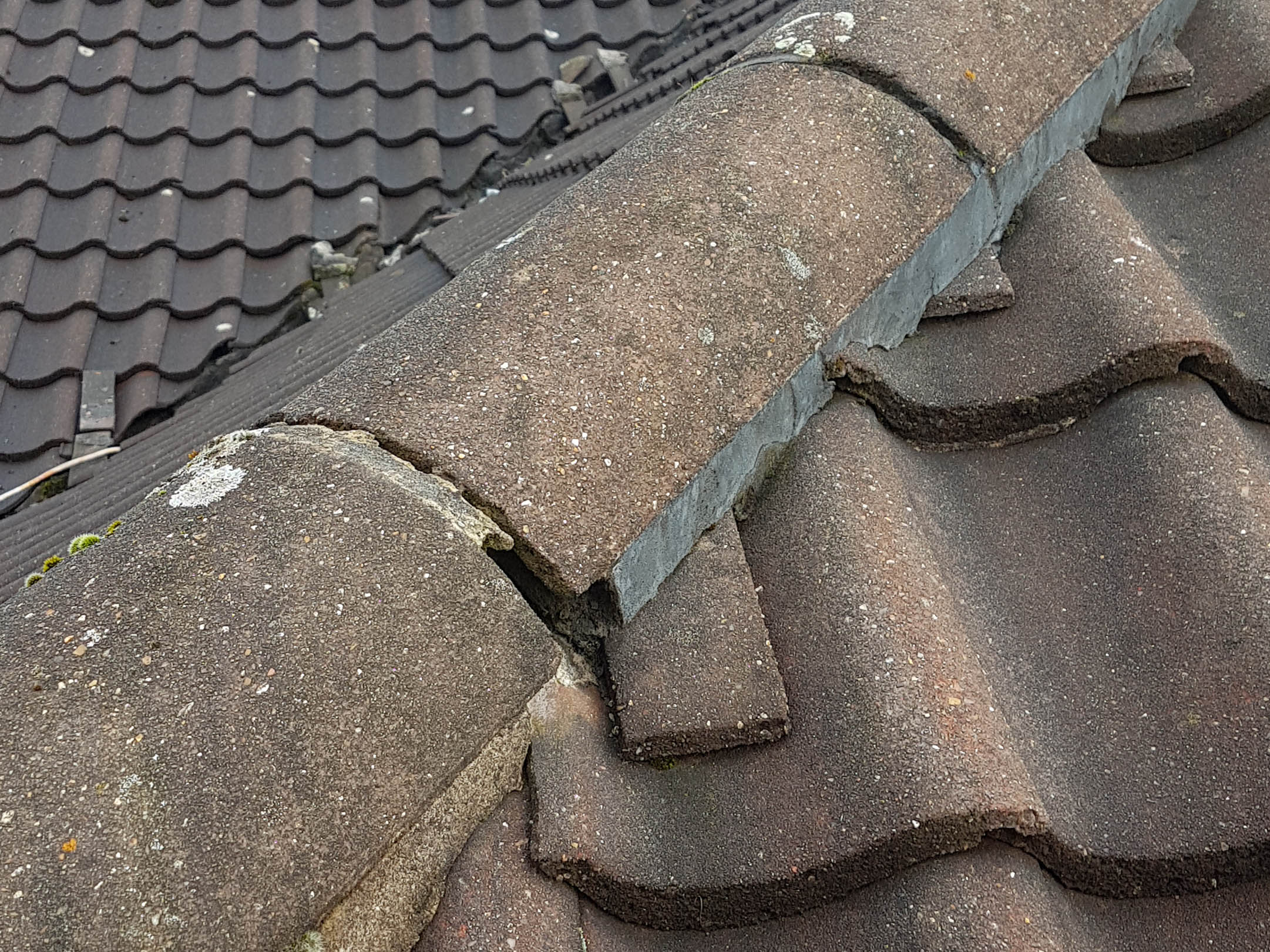 Broken Roof Ridge Tile Cement